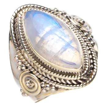 

StarGems Natural Rainbow Moonstone Handmade 925 Sterling Silver Ring 6.5 D4660