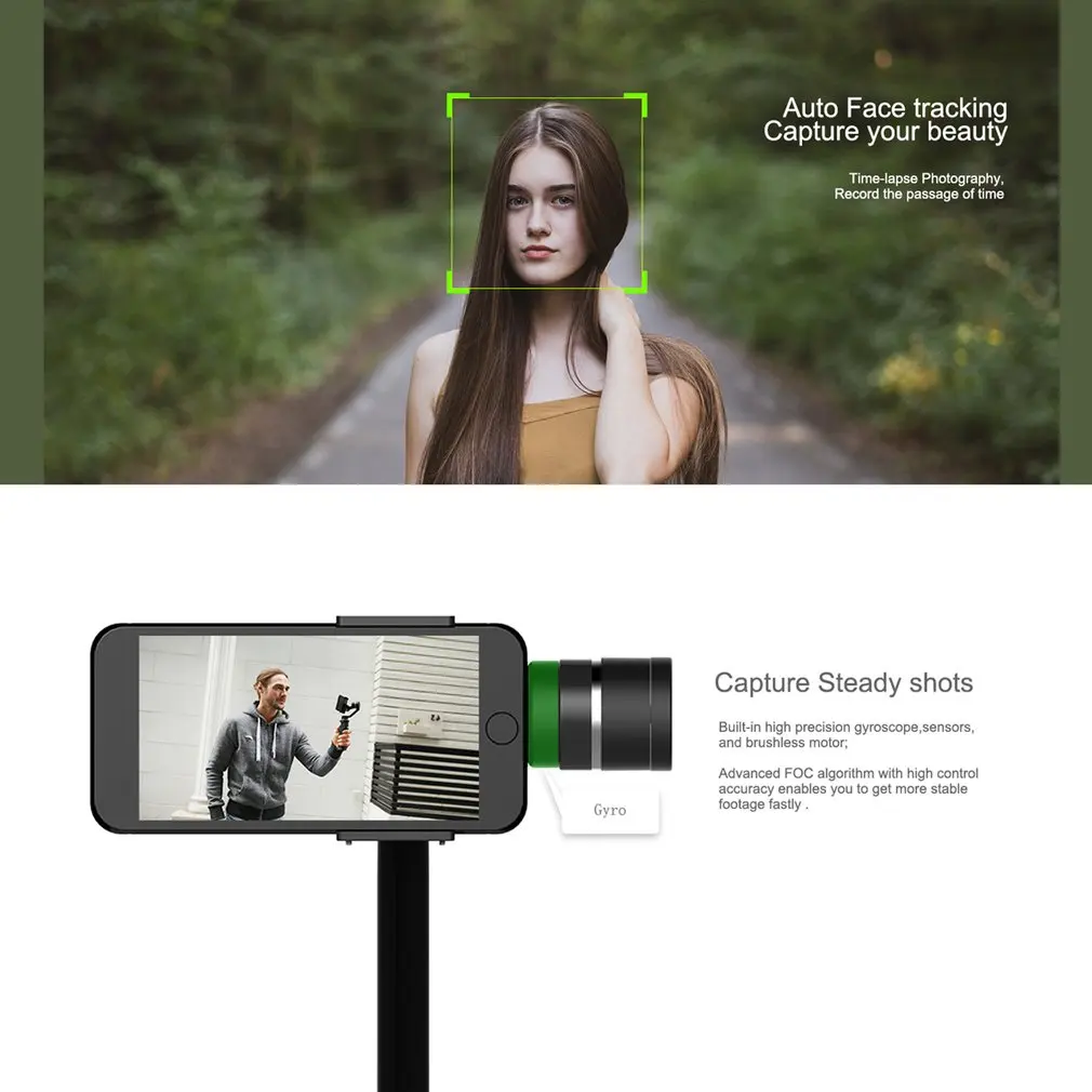 

Funsnap Capture Smartphone Brushless Stabilizer Handheld 3-Axis Gimbal with Clip Adapter Two Battery for GOPRO/Xiaomi YI Camera