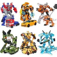Modelo de Robot de transformación para niños, coche de juguete de plástico de 19,5 cm, modelo de figura de acción, educativo, juguetes de cumpleaños