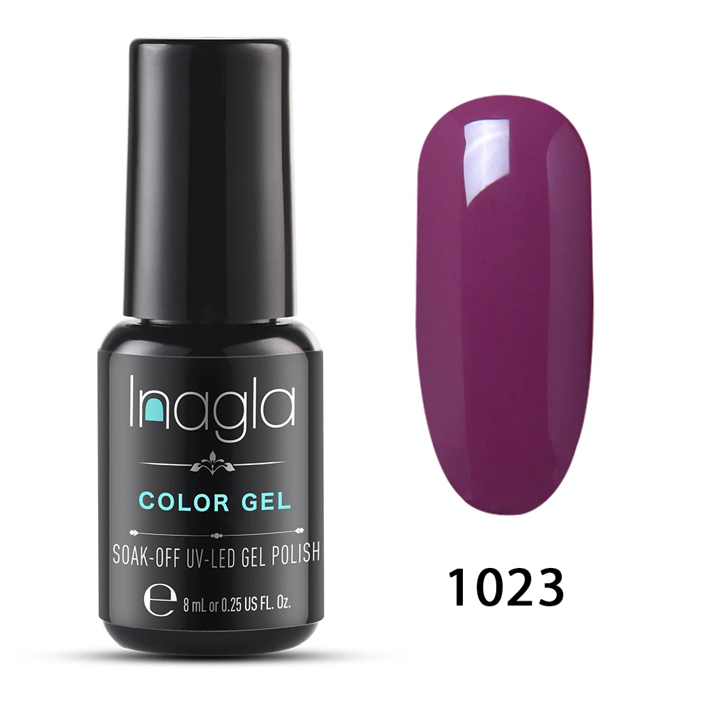 Inagla чистый цвет УФ-гель для ногтей 8 мл чистый цвет для ногтей базовое верхнее покрытие впитывающийся Гель-лак для ногтей маникюрный лак - Цвет: 1023