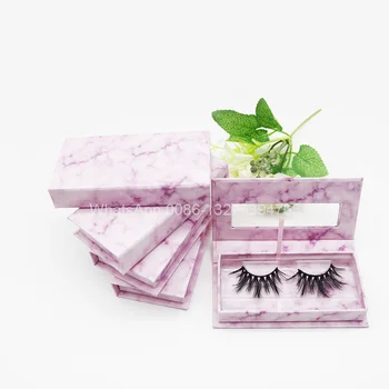 

Pink Marble Effect Lashes Packaging Box Luxury 25mm Crisscross Mink Eyelashes 5D Mink Lash Custom Eyelash Package with Logo