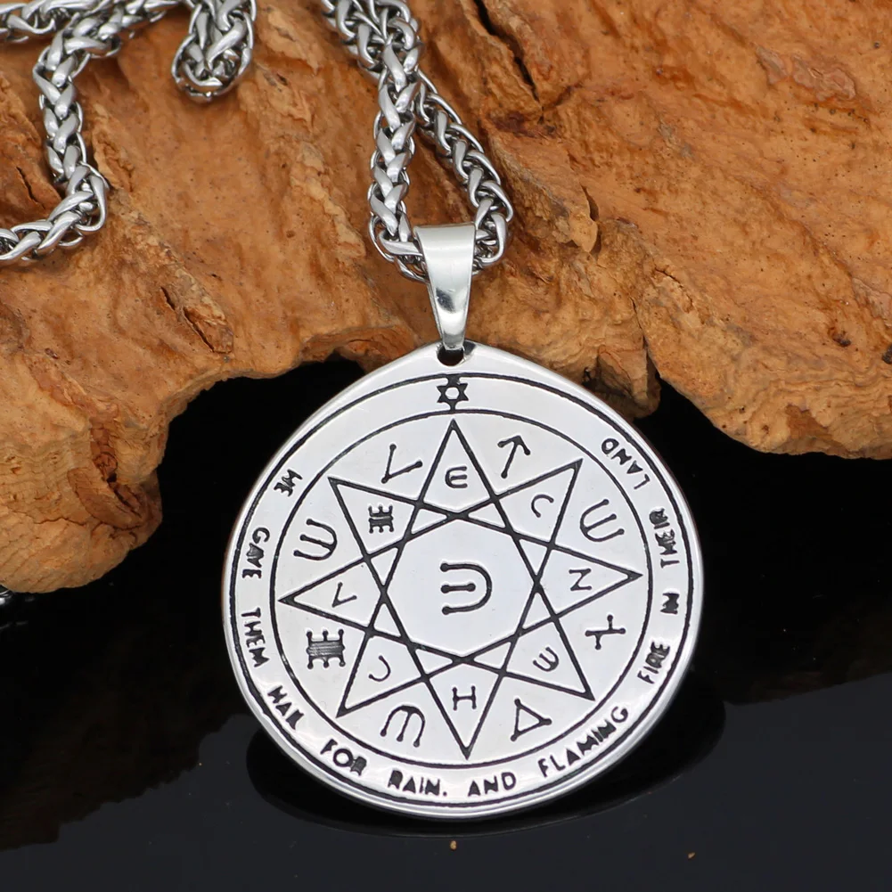 Talisman Pentacle of Solomon Seal Wiccan Pagan Hermetic Enochian Kabbalah Подвеска Ожерелье нержавеющая