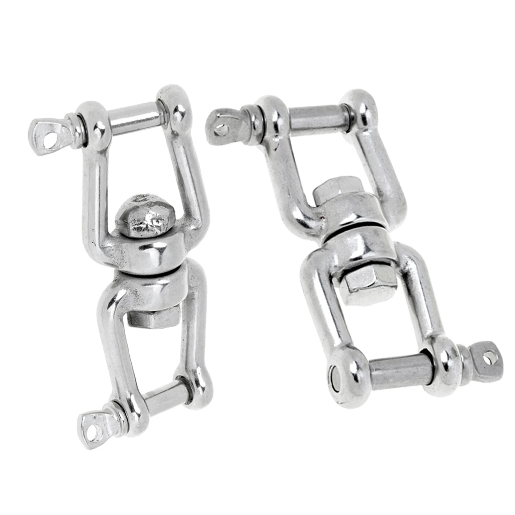 Perfeclan 2Pcs 304 Marine Stainless Steel Chain Anchor Swivel Jaw M5 M6