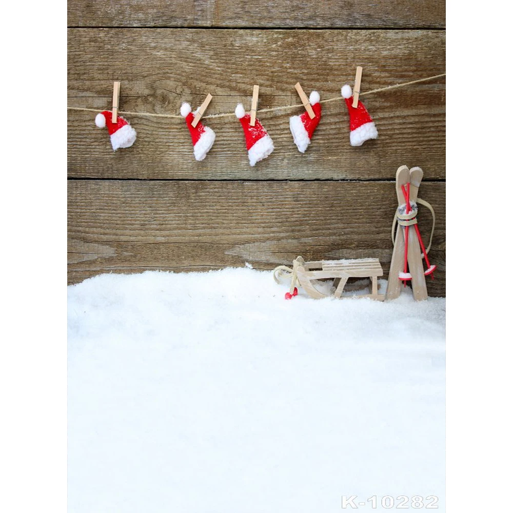 Photography Backdrops Wooden Board Wall snow Merry Christmas Caps sled Photo Booth Baby Background Studio props | Электроника