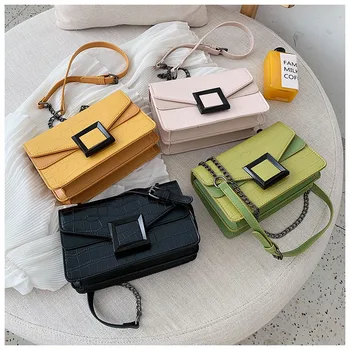 

2020 New Design Stone Pattern Shoulder Bag PU Leather Cross Body Bags Small Luxury Chain Messenger Bag