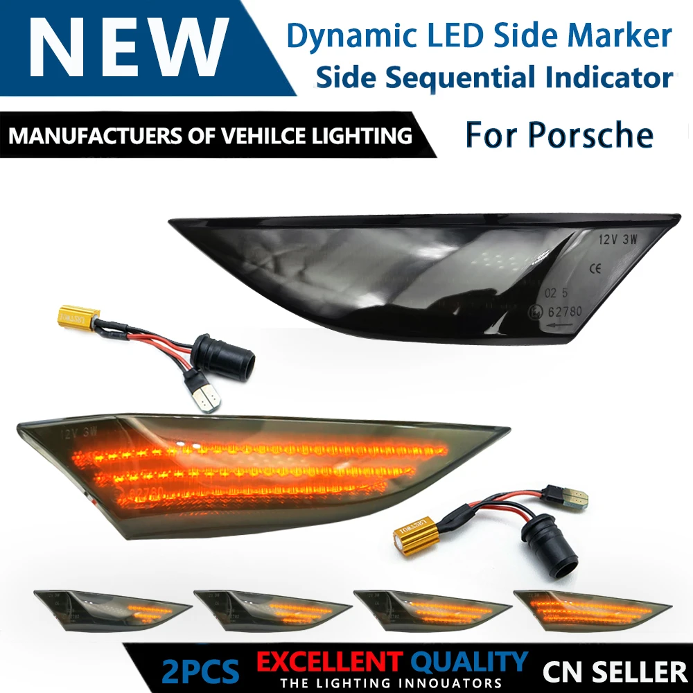 

2Pcs Dynamic LED Side Turn signal Sequential Blinker Light For Porsche 981 718 Boxster Cayman 991 718 Carrera Turbo and Turbo