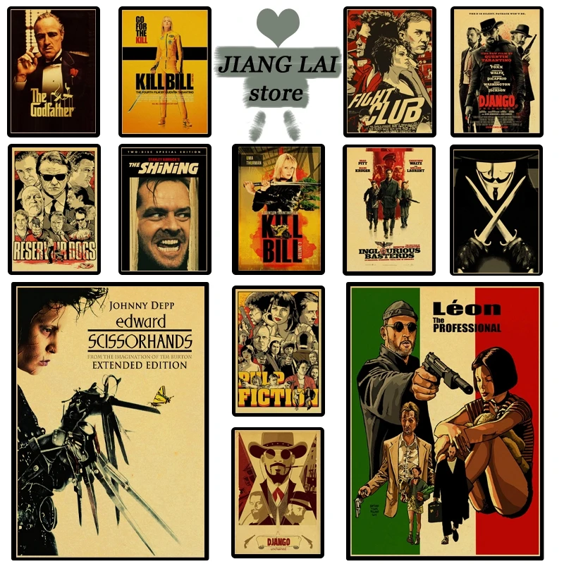 Classic Black Movie Pulp Fiction Smoking Girl Mia Vintage Paper Poster Wall Painting For Living Room Home coffee bar