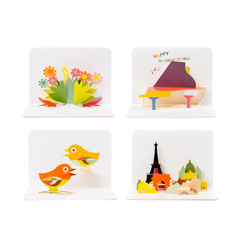 3D Pop-Up Cards Birthday Card Thank-you for Girl Kids Wife Husband Birthday Gift Cake Greeting Card Postcards S00763