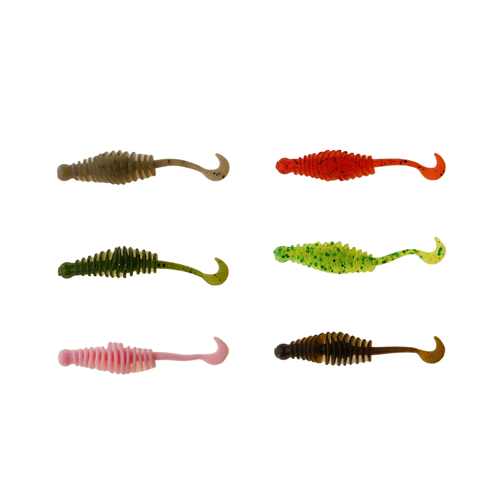 

BassLegend Fishing Small Soft Plastic Silicone Grub Worm Shad Swimbait Realistic Carp Bass Pike Trout Walleye 60mm 1g 10 pcs