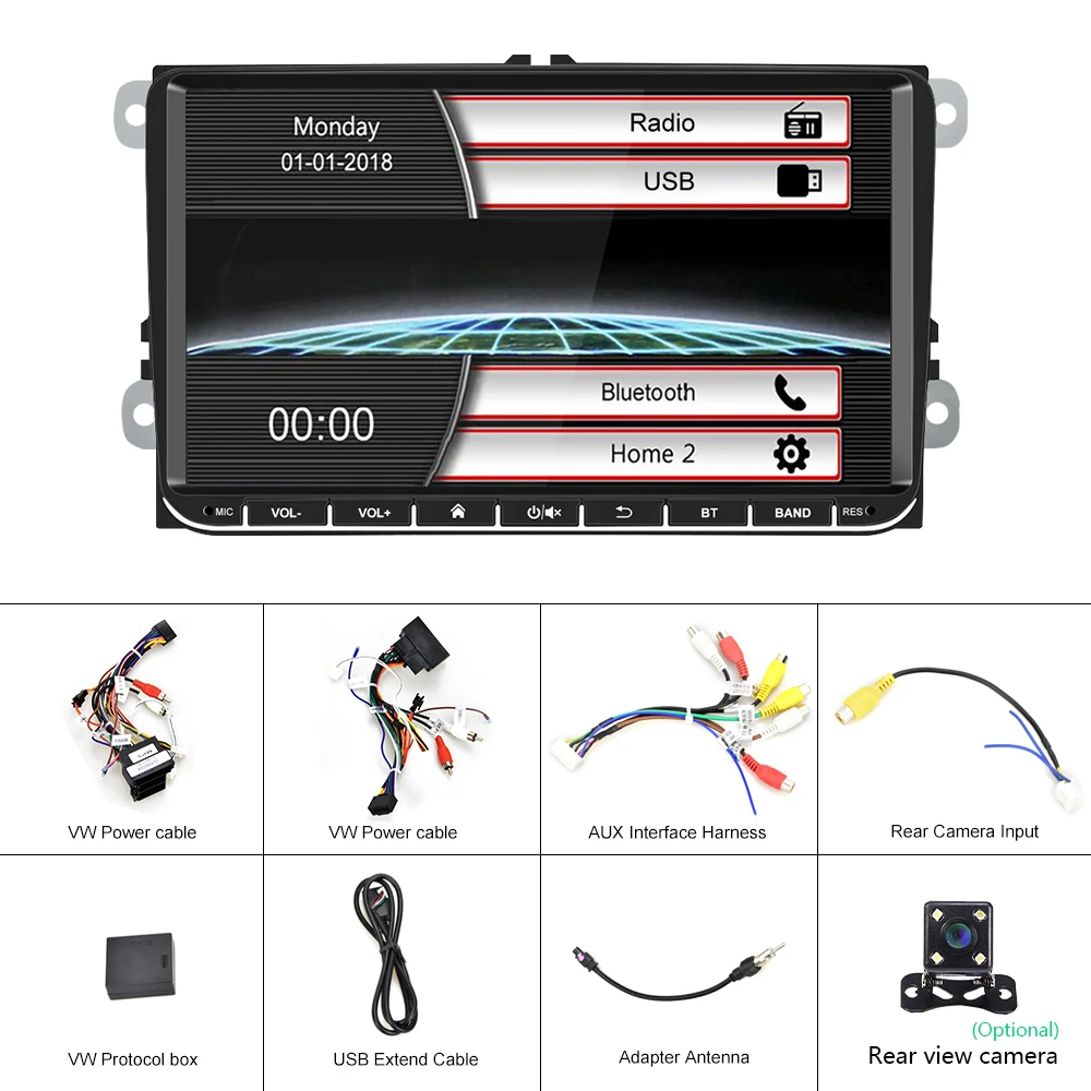 AMPrime 2 Din Автомобильный мультимедийный радиоприемник Bluetooth 9 дюймов сенсорный для Volkswagen Skoda Fabia Altea Octavia Roomster Mirrorlink автомобильный радиоприемник