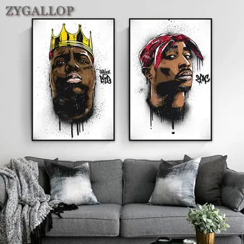 

Tupac Shakur Posters and Prints Infamous B.I.G Biggie Smalls 2PAC Abstract Canvas Painting Street Pop Art Pictures Bedroom Decor