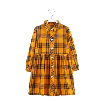 

High quality new style girls clothing Cotton plaid spring autumn long sleeve children clothes British style casual knee dress