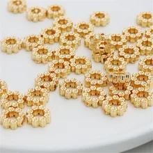 

14K Gold Filled Double-sided embossed through-hole ring to hole set bead ring DIY accessories beaded accessories