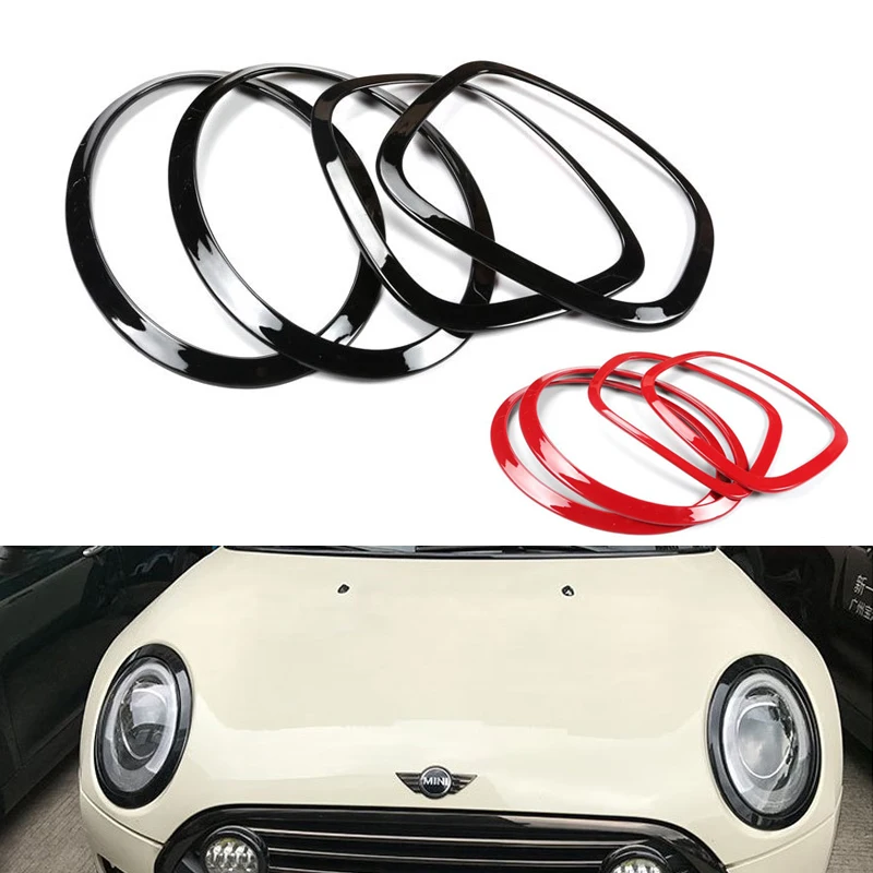 Для Mini Cooper F55 F56 PC декоративное кольцо для фары Красный Черный 2 шт./компл. Передняя