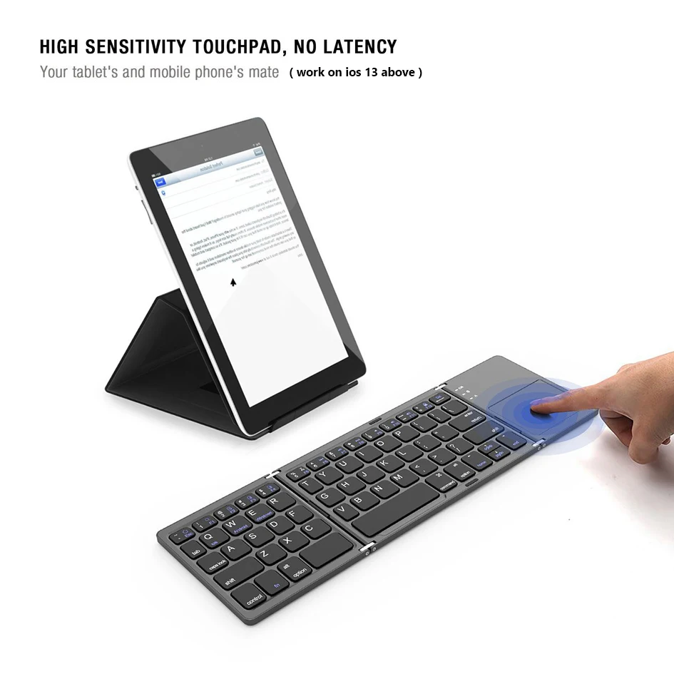 Tablet PC with Rechargable Li-ion Battery,White Windows Foldable Bluetooth Keyboard Pocket Size Portable Mini BT Wireless Keyboard with Touchpad for Android 