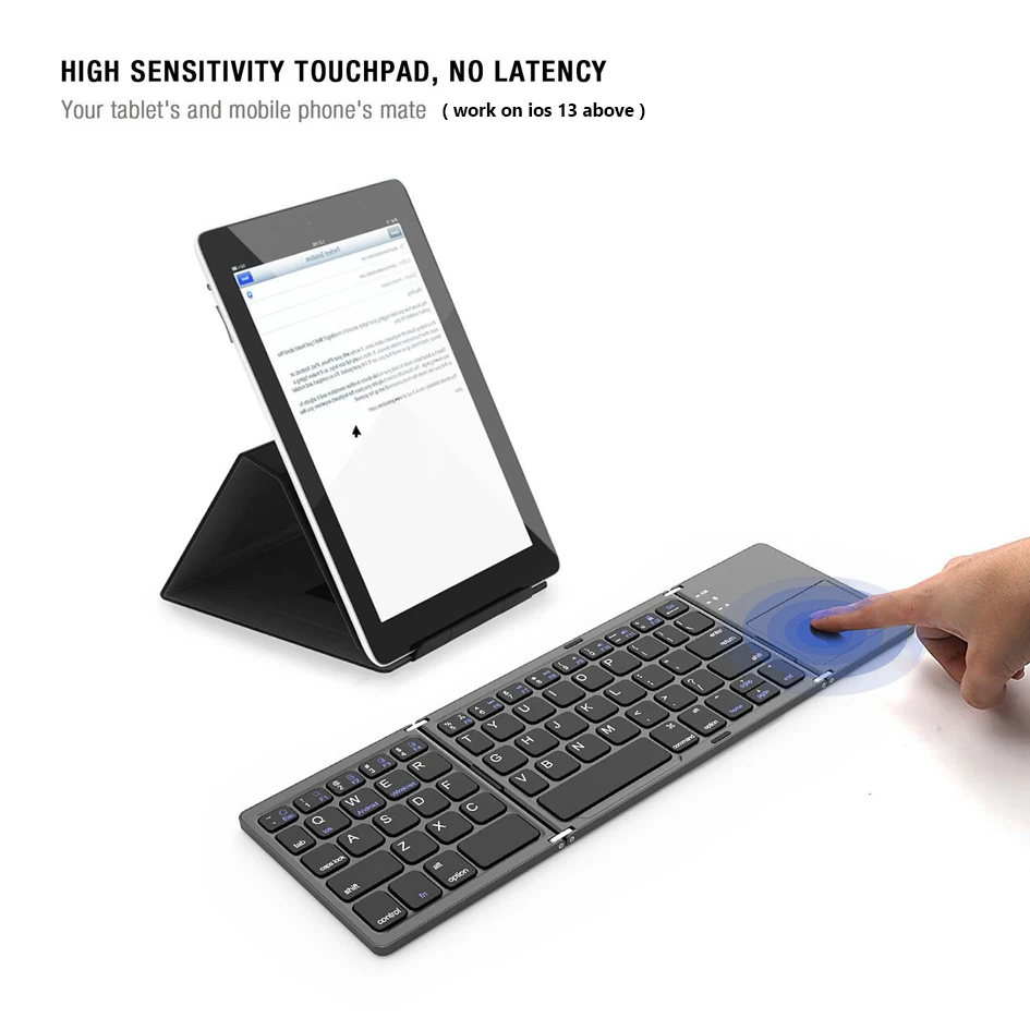 AVATTO Russian/Spanish/English B033 Mini Folding keyboard, Wireless Bluetooth Keyboard with Touchpad for Windows, Android, IOS magic keyboard pc