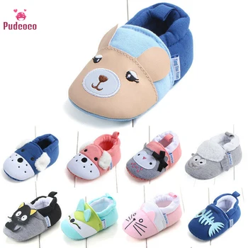 

2019 Baby Winter First Walkers Newborn Warm Cotton Cartoon Shoes Girls Boy 3D Animal Anti Slip Shoes Floor Shoe For Kids 11-13cm