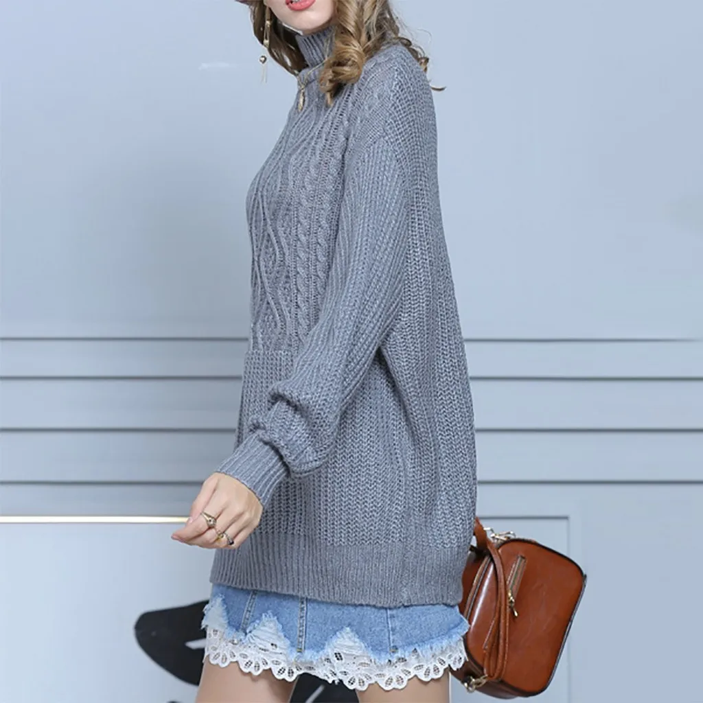 Pull femme nouveaute зимний женский свитер с круглым вырезом и длинным рукавом, Одноцветный вязаный свитер, Повседневный свитер Джерси mujer truien