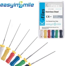 

100packs Endo K-Files 31MM EASYINSMILE Stainless Steel Root Canal Hand Use Flexible Cross Section .02 Taper #6 #8 #10 #15-80