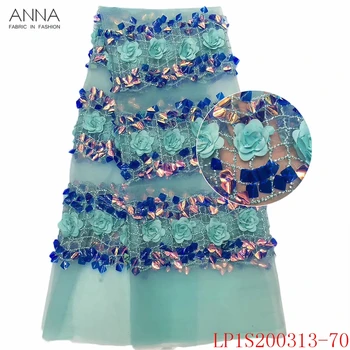 

Anna african 3d applique lace nigerian tulle fabric 2020 high quality french sequins laces embroidery fabrics for garment sewing