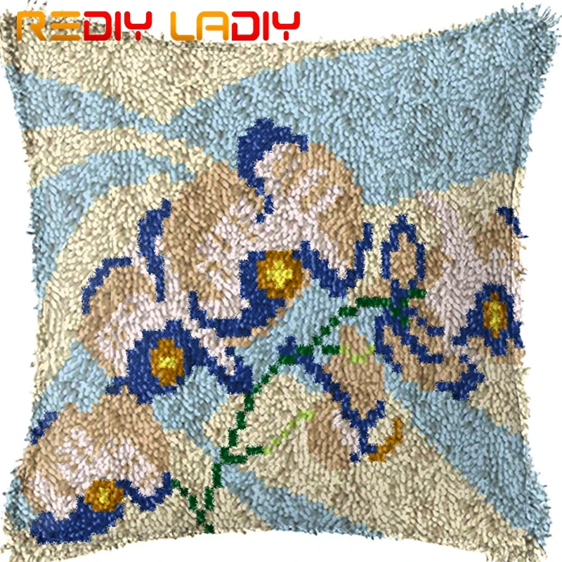

Latch Hook Kits Make Your Own Cushion Orchid Flower Printed Canvas Crochet Pillow Case Latch Hook Cushion Cover Hobby & Crafts