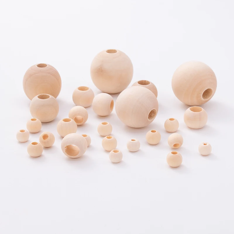 

50mm Diy Natural Big large Hole Wooden Beads Lead-free Wood Round Beads For Jewelry Making Children Teething Spacer Wood Crafts