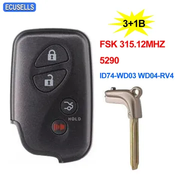 

3+1/4 Button Smart Remote Car Key FSK315.12-5290-ID74-WD03 WD04-RV4 for Lexus Crown 2010 2011 2012 2013 TOY48 Emergency Key