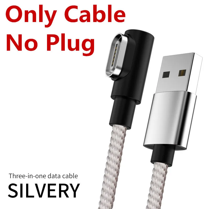 3A Магнитный Micro USB C кабель для быстрой зарядки type C кабель для iOS iPhone xiaomi samsung huawei кабель Провода кабели для мобильных телефонов - Цвет: Серебристый