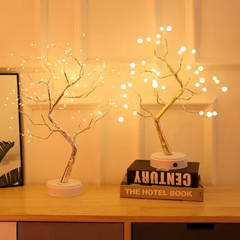 

LED Night Light Mini Christmas Tree Copper Wire Garland Lamp For Home Kids Bedroom Decor Fairy Lights Luminary Holiday lighting