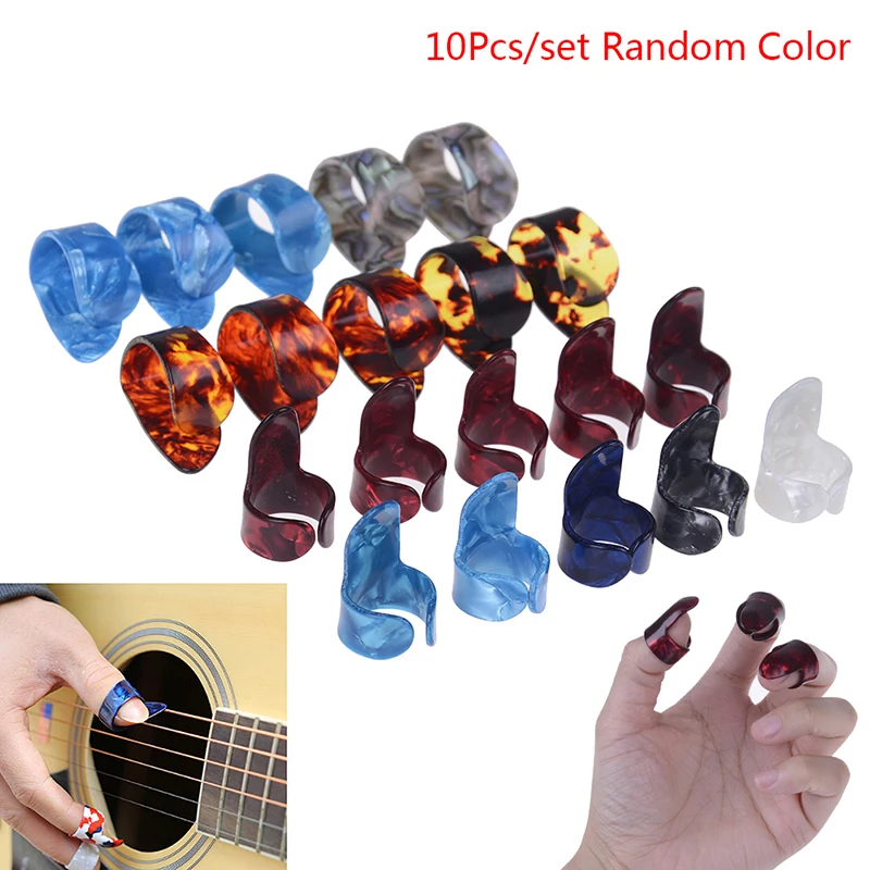 10pcs guitar thumb and index finger pick mediator cellul ul thumb finger pick random color guitar accessories