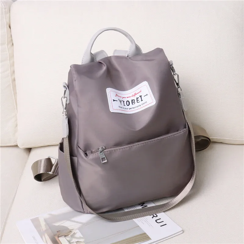 Новая Противоугонная двойная сумка через плечо Корейская версия 100 Большая вместительная сумка на одно плечо водонепроницаемый нейлоновый маленький рюкзак - Цвет: light gray
