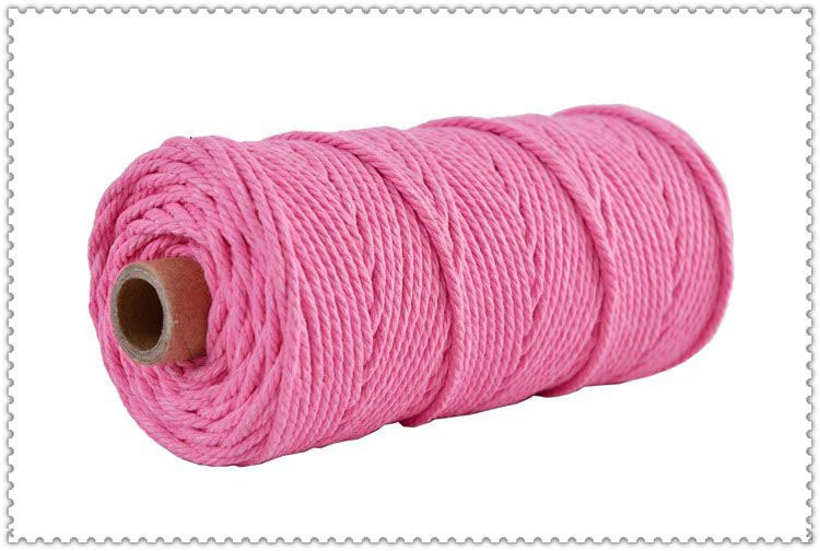pink 3 мм, хлопок, цветной шнур, бежевая витая веревка для рукоделия макраме, домашний текстиль, свадебная декоративная поставка, 110 ярдов - Цвет: pink