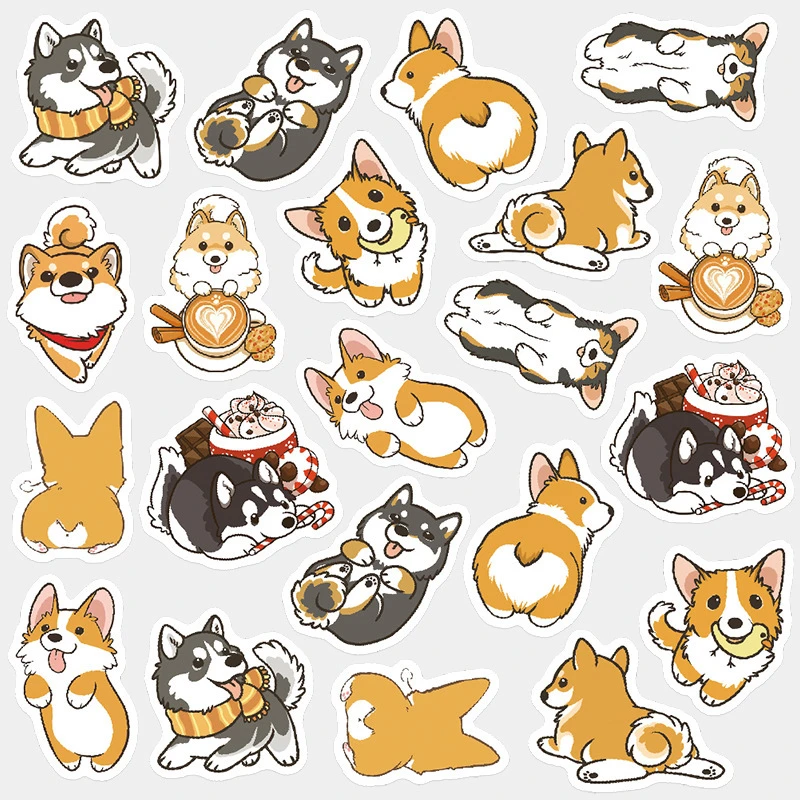 Corgi Dog Flower Thank You Labels Stickers for Online Shop Sellers 100ct