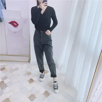 

Women's Simple Jeans Pencil Pant Women's High Waist Wild Long Trousers with Zipper