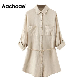 

2020 Casual Loose Blouses Long Shirt Women Batwing Sleeve Fashion Pockets Blouse Ladies Solid Turn Down Collar Shirt With Belt