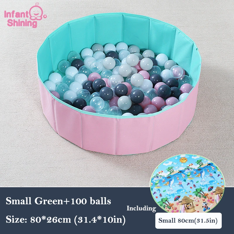  Infant Shining Ball Pits Folding Ball Pool Baby Dry Ball Pool Grey Pink Green Round Ball Pool Toys 