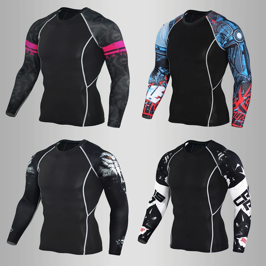 Rashgard Men Compression Shirts Long Sleeve Weightlifting Breathable