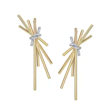 SLJELY модные серьги из стерлингового серебра 925 пробы золотого цвета итальянская паста дизайн микро кубический цирконий спагетти серьги для женщин