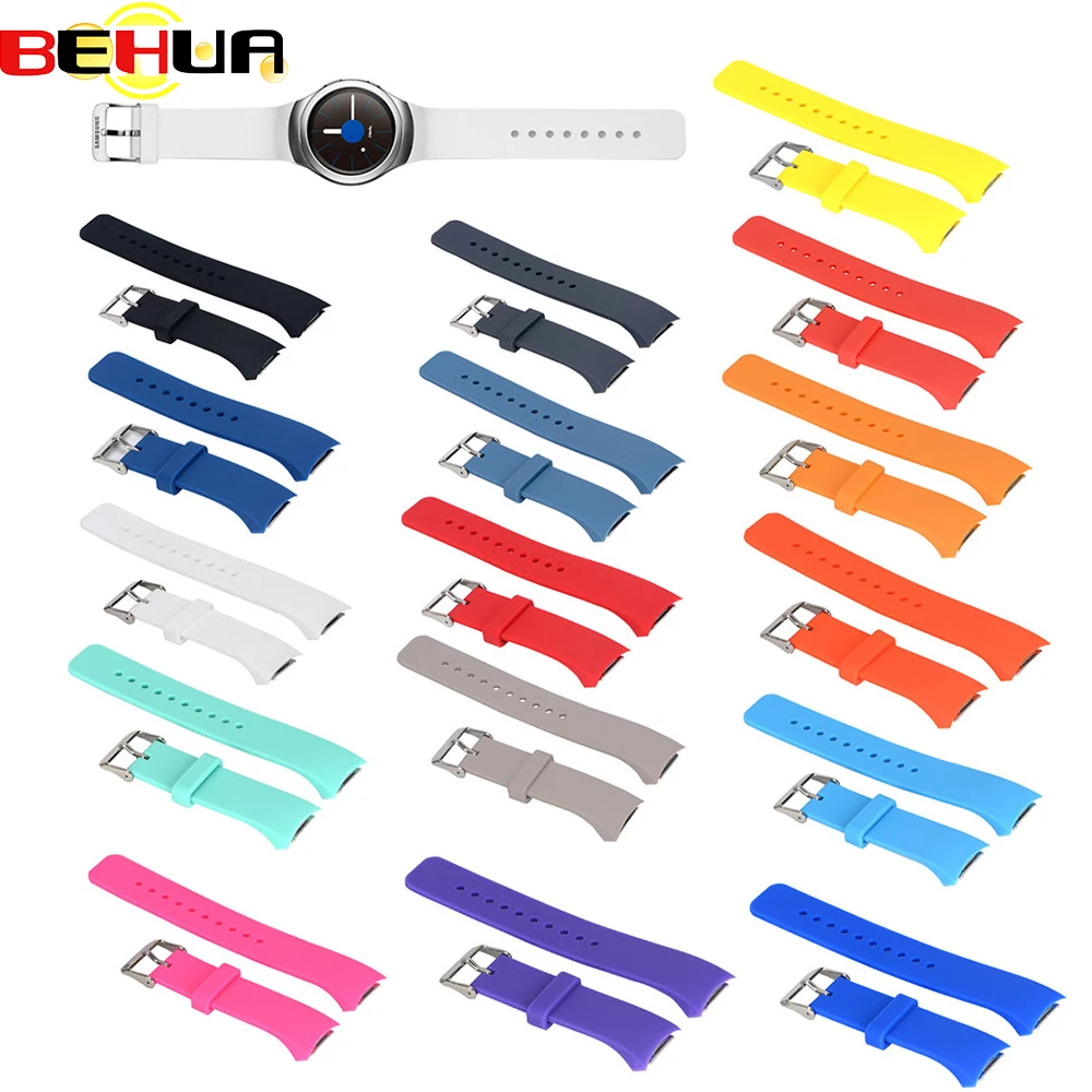 Sport Substituição Pulseira para Samsung Gear S2, Silicone Strap, Pure Color, Correias para SM-R720 Smartwatch Pulseira, Correa