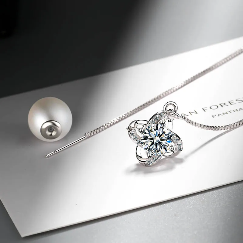 Bague Ringen длинные серьги с жемчугом, Настоящее натуральное пресноводное серебро 925 пробы, ювелирные изделия с жемчугом для женщин, Свадебная вечеринка