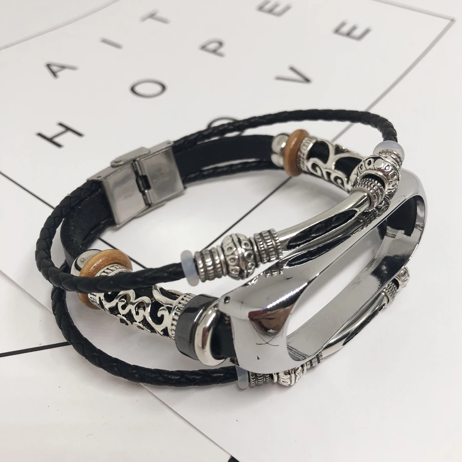 Браслет для Xiaomi mi ремешок 4 кожаный Band браслет аксессуары Pulseira | Электроника