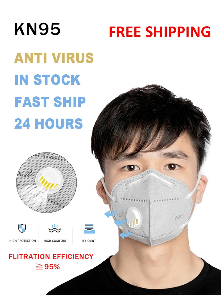 

2 pcs Protective mask KN95 Anti Dust Dustproof Disposable Earloop Face Mouth Masks shield Facial KN95 mask