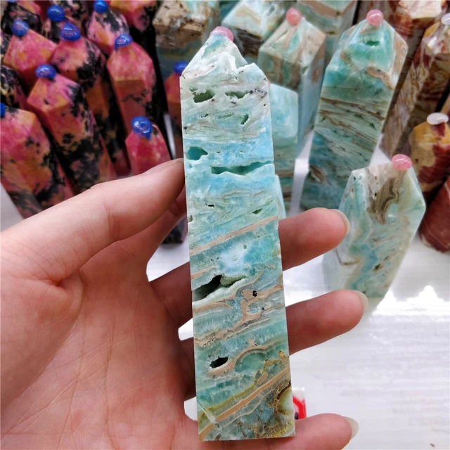 Compasty Natural Hemimorphite Point Mini Baguette Cristal Calcite des  Caraïbes Colonne Tétraédrique Décoration Énergie 30-50G