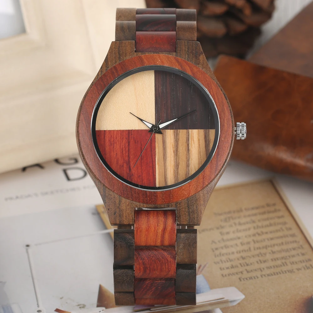 

Classic Brown Wooden Quartz Watch for Men Large Dial Comfortable Strap Wooden Wristwatch