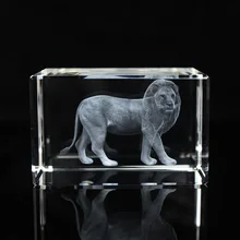 Creative Birthday Gifts 3D Laser Engraved Lion Crystal Fengshui Miniature Glass Crystal Block Home Decoration Creative Birthday Gifts 3D Laser Engraved Lion Crystal Fengshui Miniature Glass Crystal Block Home Decoration