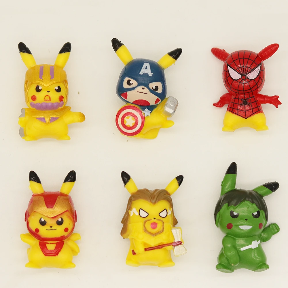 

5 CM Pikachu X Avengers Figures Japanese Pocket Monster Figures Pikachu Figurine Figuras Doll Toys For Kids