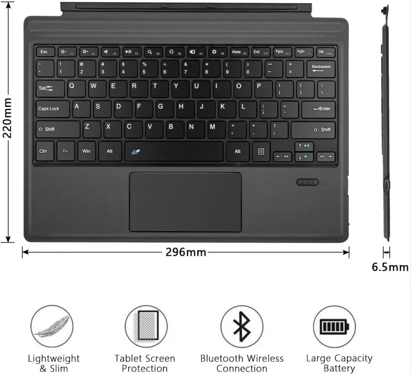 Teclado para Microsoft 12.3 sem Fio 10 tipo Capa Surface 5 6 7 2021 Bluetooth Tablet Teclado Superfície ir 1 2 Touchpad Pro 3 - 4 - Imagem 3