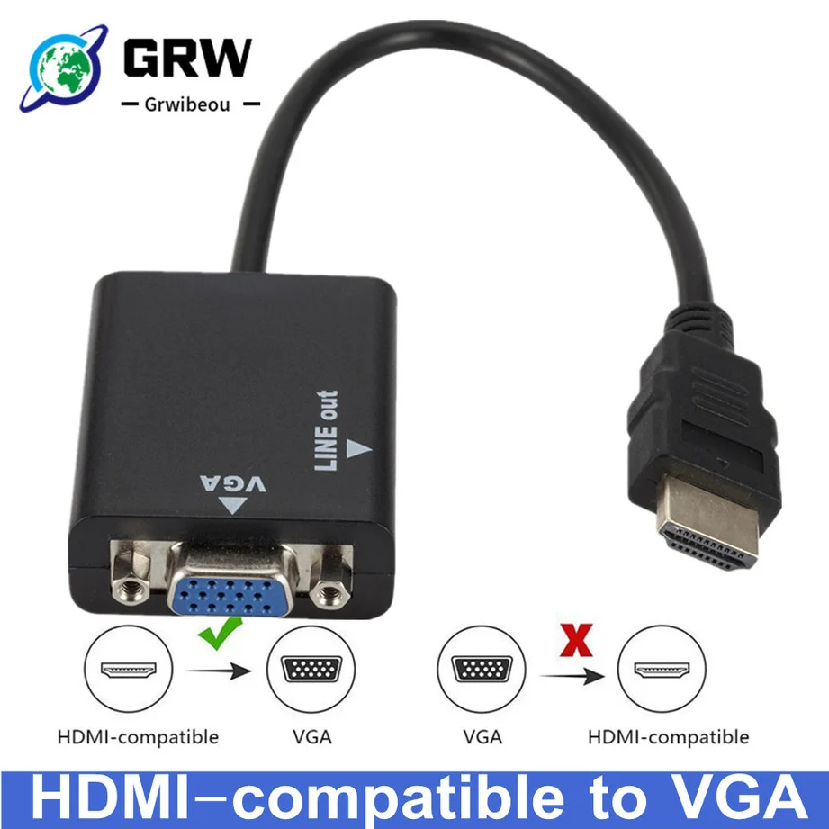 HDMI kompatibel zu VGA Adapter Kabel Digital zu Analog 1080P Video HDMI