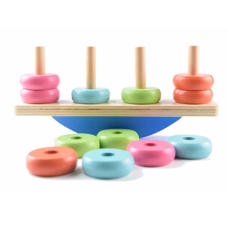 awesome Rainbow balance tower Montessori Educational toy Wooden 3D bounce Wooden Sensory Jigsaw Brain Train