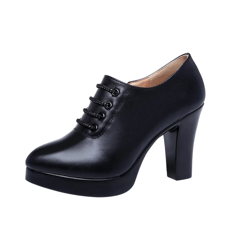 Shoes Ladies Platform-Shoes-Block Pumps Women Oxfords High-Heels Plus-Size Fall Deep-Mouth